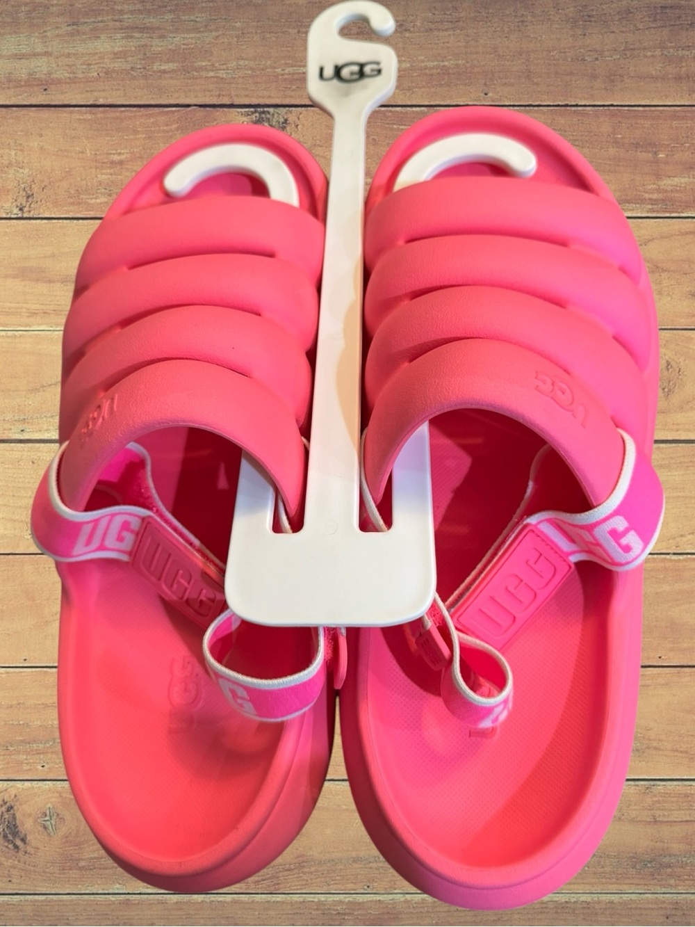 UGG Sport Yeah Pink Foam Removable Slingback Lightweight Slides Size 9 - Picture 7 of 16